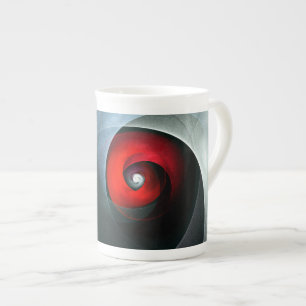 Caneca De Porcelana Padrão de Arte Moderna Abstrato de Roteiro Vermelh