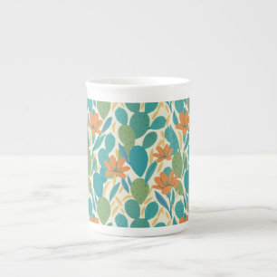 Caneca De Porcelana Padrão de Azulejo Botânico do Arizona