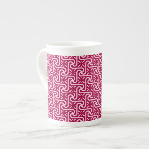 Caneca De Porcelana padrão de azulejos egípcios, burgundy e rosa