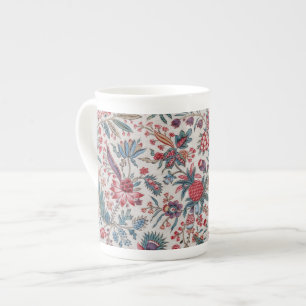 Caneca De Porcelana Padrão de Bagas Vermelhas e Vinhas