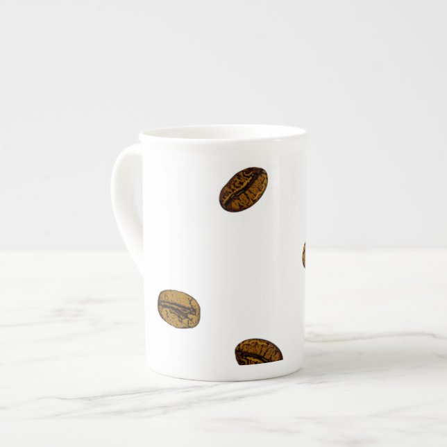 Caneca De Porcelana Padrão De Bean De Café (Frente Esquerda)
