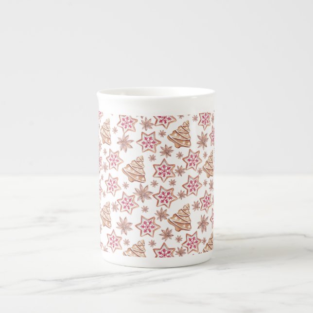 Caneca De Porcelana Padrão de Biscoitos de Natal Doce (Frente)