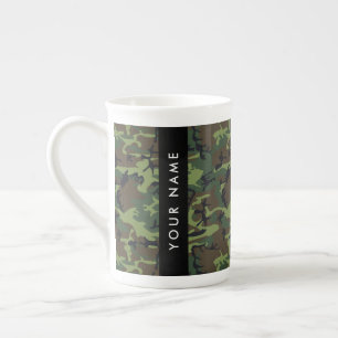 Caneca De Porcelana Padrão de Camuflagem Verde, Seu nome, Personalizar