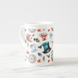 Caneca De Porcelana Padrão de Chá Festa no País das Maravilhas Caprich
