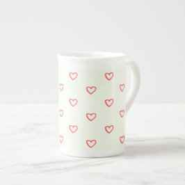 Caneca De Porcelana Padrão de Coração Vermelho, Fofo, Amor