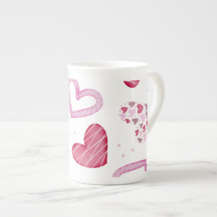 Caneca De Porcelana Padrão de Corações 36