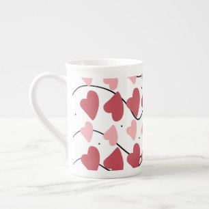 Caneca De Porcelana Padrão de Corações de São Valentim com Pontinhos R