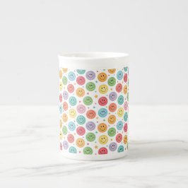 Caneca De Porcelana Padrão de Emoji Sorridente