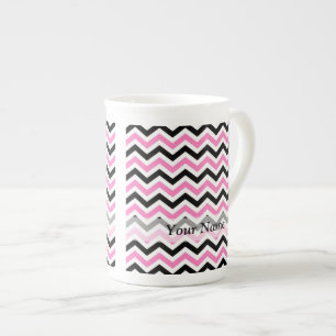 Caneca De Porcelana Padrão de fevão rosa e preto