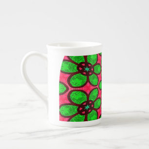 Caneca De Porcelana Padrão de Flores de Abstrato Bonito