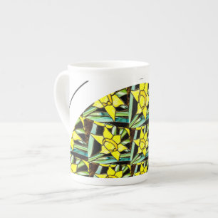 Caneca De Porcelana Padrão de Flores de Valor Amarelo