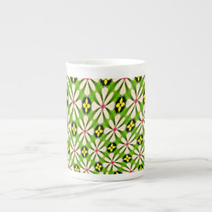 Caneca De Porcelana Padrão de Flores Estéticas