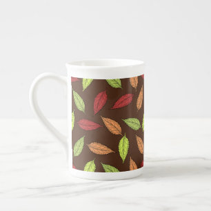 Caneca De Porcelana Padrão De Folhas, Folhas Coloridas, Folhas De Outo