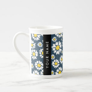 Caneca De Porcelana Padrão de Margarida, Margaridas Brancas, Seu Nome
