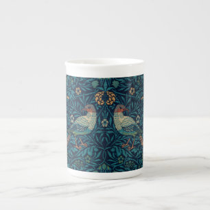 Caneca De Porcelana Padrão de Pássaros Azuis Vintage William Morris
