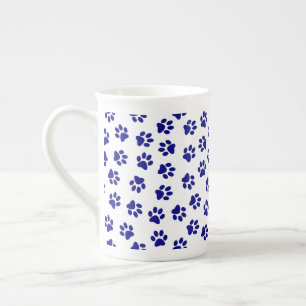 Caneca De Porcelana Padrão De Patas, Patas Cachorros, Patas Azuis Mari