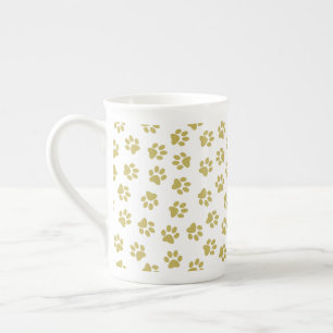 Caneca De Porcelana Padrão De Patas, Patas Cachorros, Pistas De Ouro