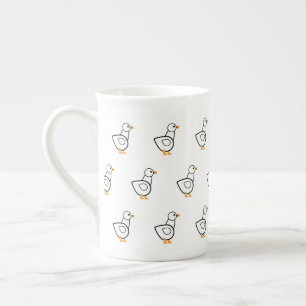 Caneca De Porcelana Padrão de Pato Branco
