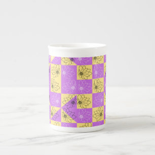 Caneca De Porcelana Padrão de quadro de controlo sem costura da flor d