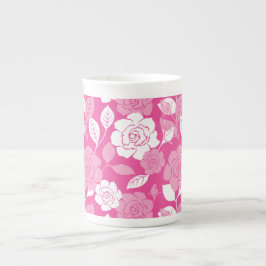 CANECA DE PORCELANA PADRÃO DE ROSA (ROSA)