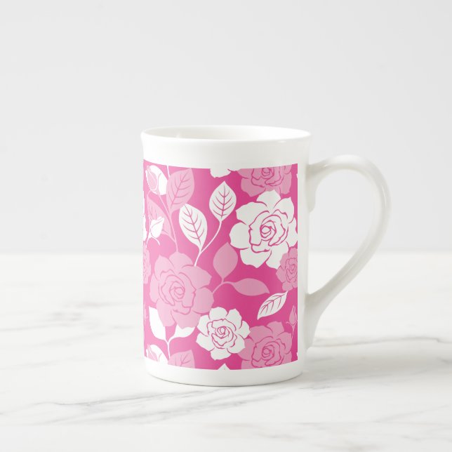 CANECA DE PORCELANA PADRÃO DE ROSA (ROSA) (Direita)