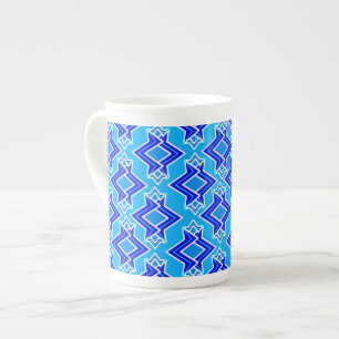 Caneca De Porcelana Padrão de Wallpaper Art Deco, Azul Ceruliano