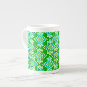 Caneca De Porcelana Padrão de Wallpaper Art Deco, Jade Green