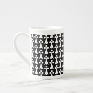 Caneca De Porcelana Padrão Ermine, Padrão Medieval, Branco em Preto