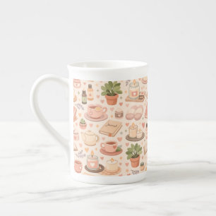 Caneca De Porcelana Padrão Estético de Autocuidado