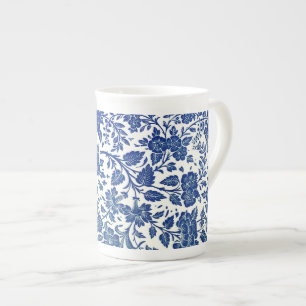 Caneca De Porcelana Padrão Floral Azul