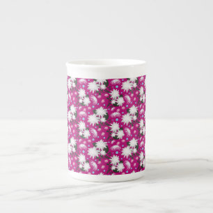 Caneca De Porcelana Padrão Floral Botânico de Design Elegante Branco