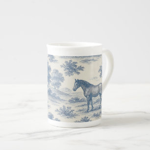 Caneca De Porcelana Padrão francês Toile de Jouy Horse