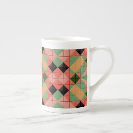 Caneca De Porcelana Padrão Geométrico Colorido Com Quadrado Simétrico