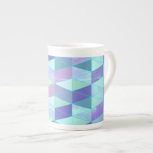 Caneca De Porcelana Padrão Geométrico de Cubos em Triângulos