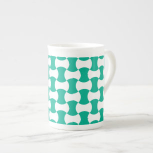 Caneca De Porcelana Padrão Geométrico Emerald Green e White