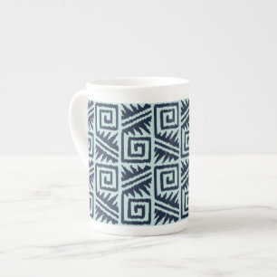 Caneca De Porcelana Padrão Ikat Aztec - Indigo e Azul Claro