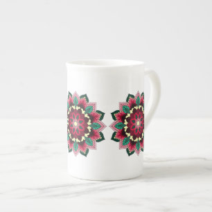 Caneca De Porcelana Padrão Mandala 02 em rosa profundo