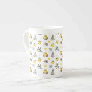 Caneca De Porcelana Padrão mediterrânico de limão de Verão