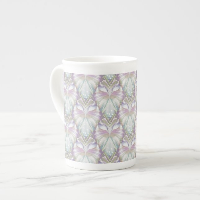 Caneca De Porcelana Padrão Pastel Purple Oracle Owl (Frente Esquerda)