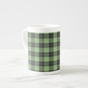 Caneca De Porcelana Padrão simples de xadrez em verde claro