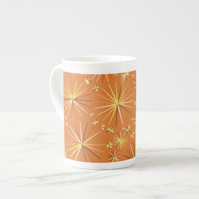 Caneca De Porcelana Padrão Sputnik de meio século, Terracotta (Frente Esquerda)