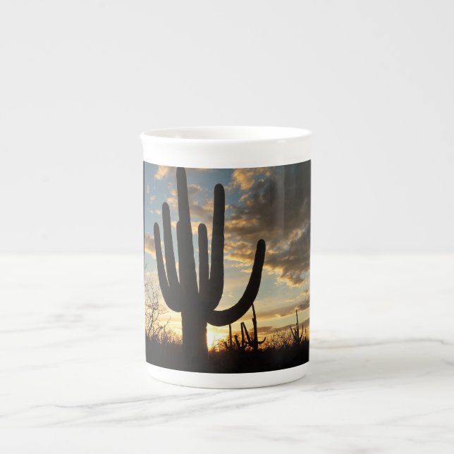 Caneca De Porcelana Paisagem do Deserto de Arizona Saguaro Sunset II (Frente)