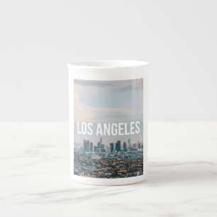 Caneca De Porcelana Paisagem Urbana Retro de Los Angeles Estética de V