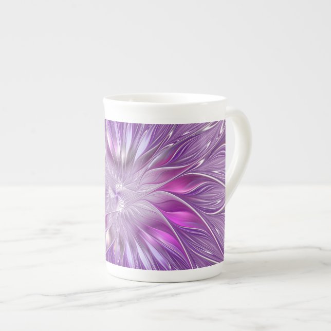 Caneca De Porcelana Paixão roxa rosa Paixão Abstrato Arte Fractal (Frente Esquerda)
