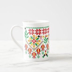 Caneca De Porcelana Palestina Tatreez Embroderia Tradicional