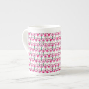 Caneca De Porcelana Pancas cor-de-rosa - padrão de wallpaper retrô