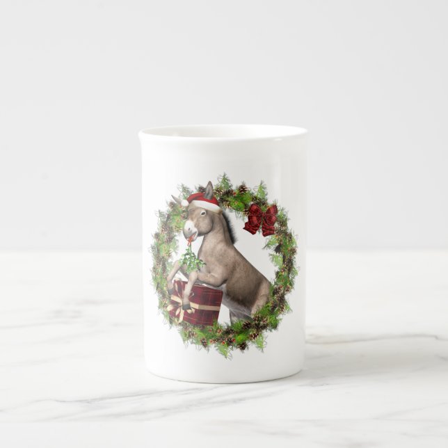 Caneca De Porcelana Papais noeis Donkey Osso China Mug (Frente)