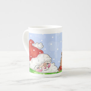 Caneca De Porcelana Papais noeis e copo de porcelana Rudolf
