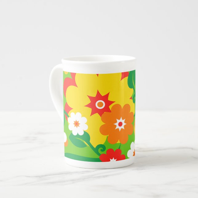 Caneca De Porcelana Papel de parede de alimentação da Flor Engraçado (Frente Esquerda)