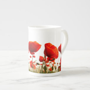 Caneca De Porcelana Papoilas vermelhas